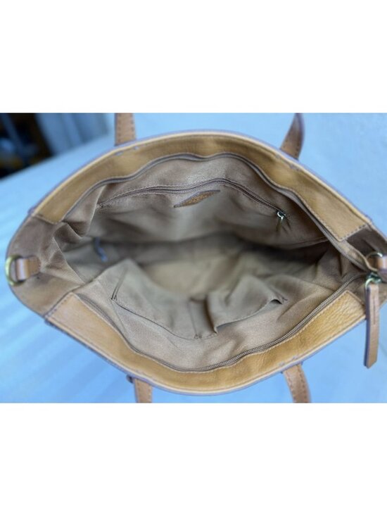 Fossil Brown/Tan Pebbled Leather Tote Bag Camilla Convertible Backpack Purse main image 12
